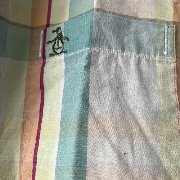 Penguin Men’s mint striped button down size small - Picture 2 of 5